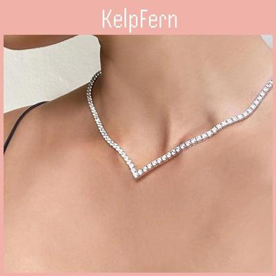 Geometrische Halskette mit Wasserdiamant für Damen mit galvanisiertem Finish und stilvollem Linien-Design