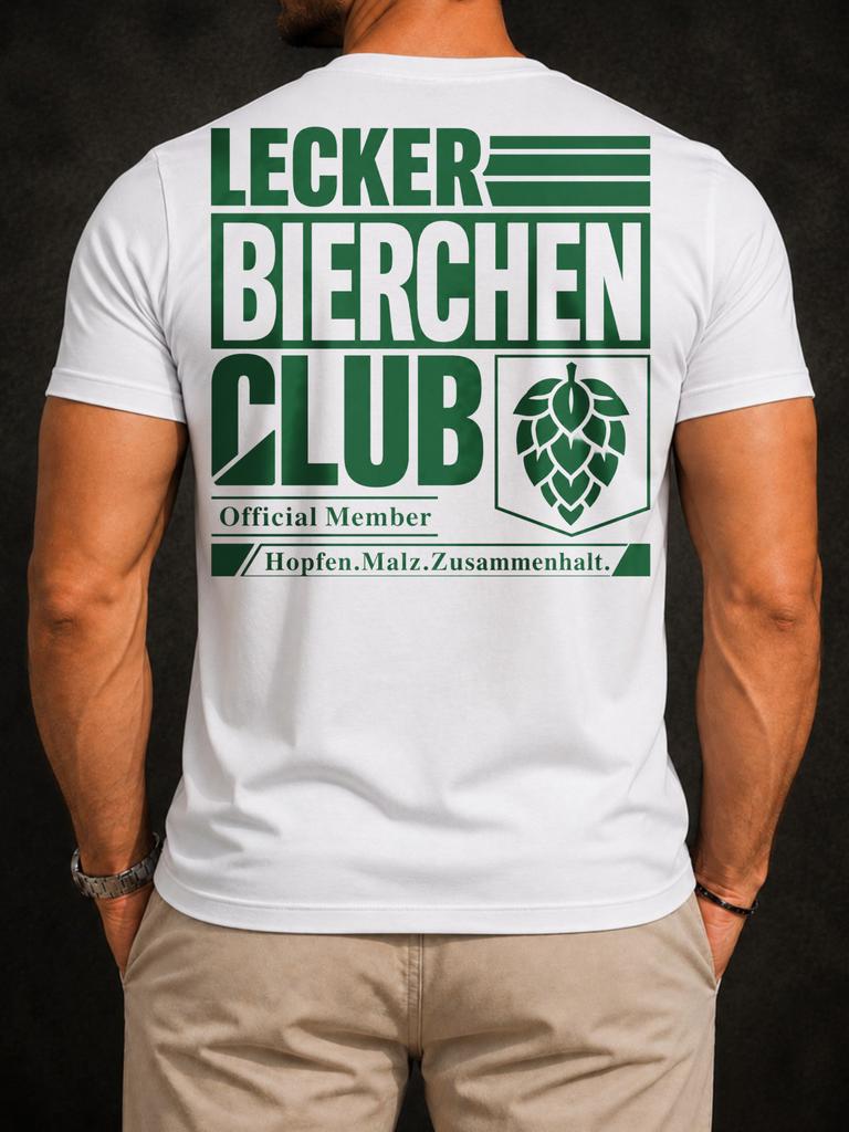 Tee Member Club Bierchen Savoureux Vert Texte Beerclub Icône Houblon Ethopfen Malt Zusamhal Phrase Gerunisex Unisexe Tous T-Shirt