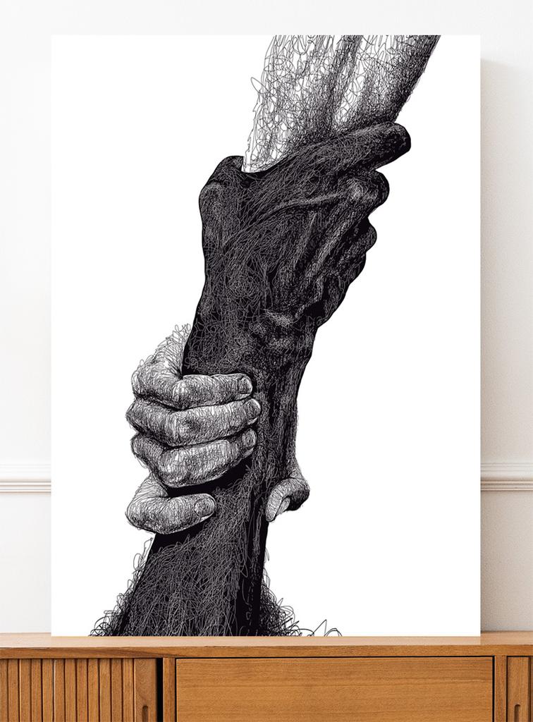 Plakat dłonie ręce uścisk szkic