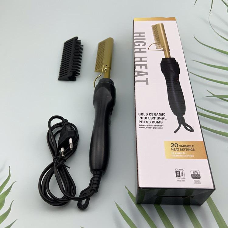 Dual-Use Electric Heated Copper Comb: Wet/Dry Straightener & Curling Wand