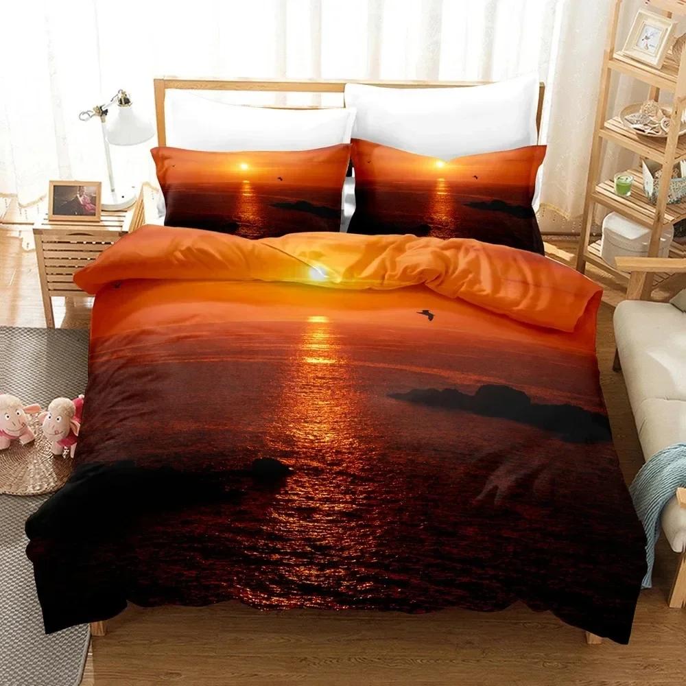 Goldon Sunset Set de lenjerie de pat Tropical Beach Holiday Set de cuvertură de pilota Set de cuverturi de pat pentru fete