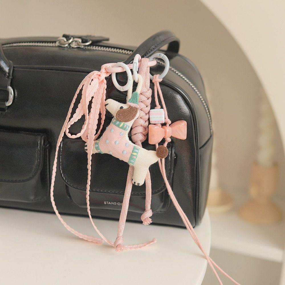 Polyester Braided Rope Bag Pendant Fabric Animal Couple Keyring Girls Couple Girlfriends