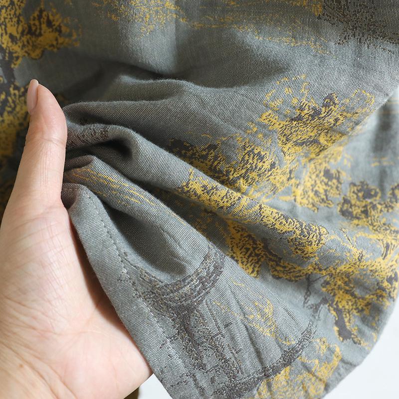 Men's Pure Cotton Jacquard Kimono Robe - Loose Fit, Plus Size, Ideal for Spring to Autumn Sleepwear and Sauna.