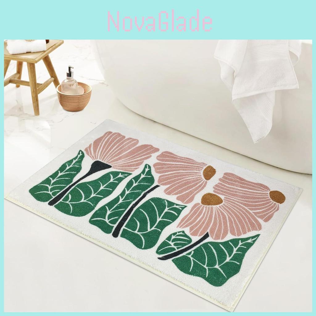 Sweet Flower Pattern Plush Absorbent Floor Mat Carpet For Home Use
