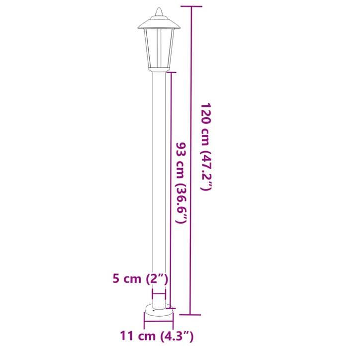 VidaXL Lampadaire d'extérieur noir 120 cm acier inoxydable, éclairage au sol d'extérieur, éclairage au sol de jardin, 4006387