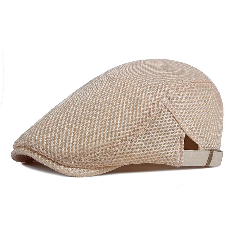 Summer thin hollow mesh breathable duckbill cap men's light plate retro sun protection forward hat