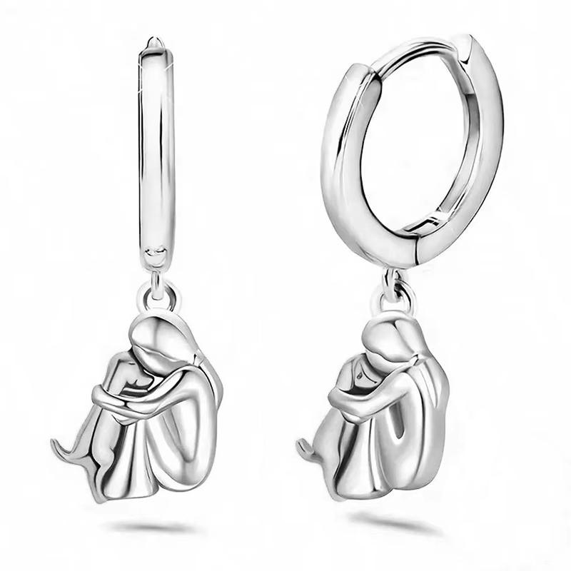Schattige Tweekleurige Gouden Kleur Stud Oorbellen voor Vrouwen en Honden Hond Mama Kleine Hoepel Oorbellen Dierlijke Huisdier Sieraden white