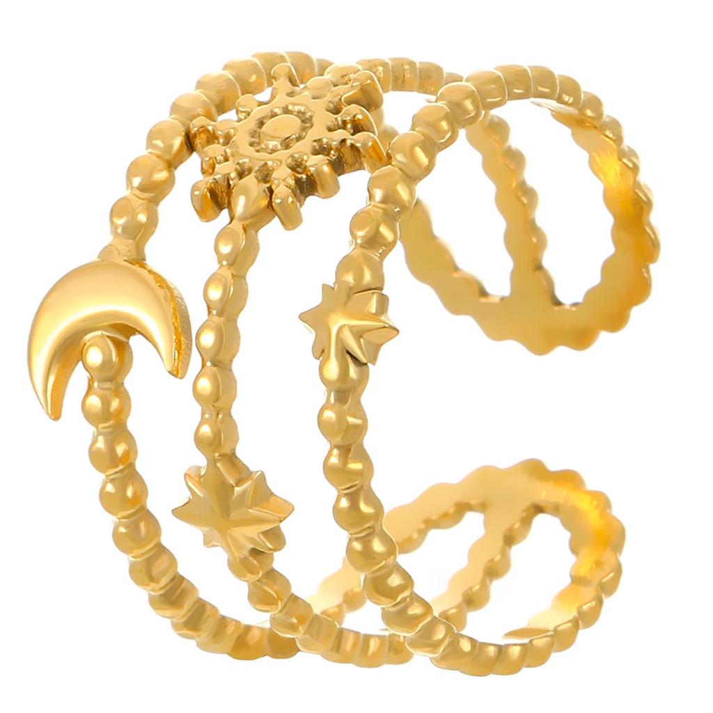 High-End Edelstahl Blumen- & Seestern Offener Ring für Damen