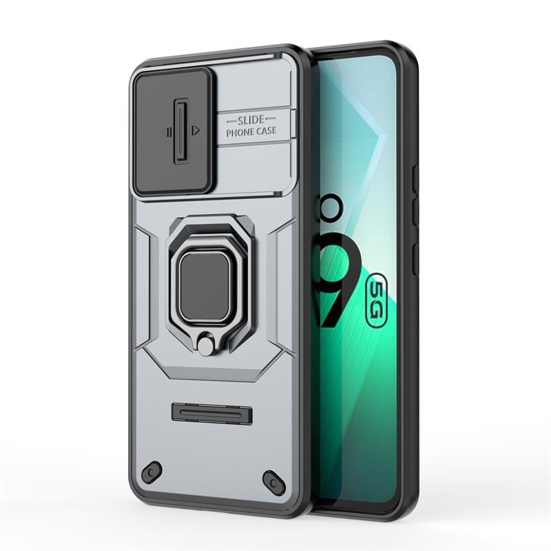 Stoßfeste Hülle für Vivo iQOO Z9 Hülle für Vivo iQOO Z9 5G Ringhalter Magnetische Rückseite für Vivo iQOO Z9 Z 9 Schiebefenster-Hülle