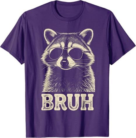 Cool Raccoon Sunglasses Bruh Funny Raccoon Lovers Boys Fashion Teens TShirt Novelty Gift Y2k Streetwear Cute Tee Cool Clothing