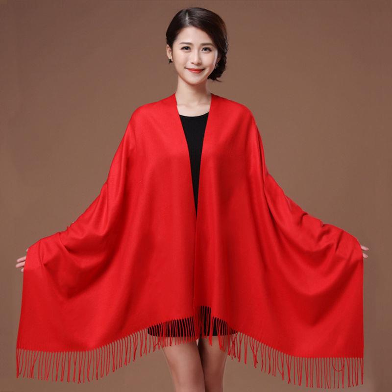 Women's Faux Cashmere Warm Scarf - Autumn/Winter Solid Color Korean Style Shawl