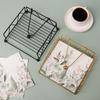 Iron Tissue Storage Holder Square Diamond Napkin Stand for Cafe Hotel Restaurant
