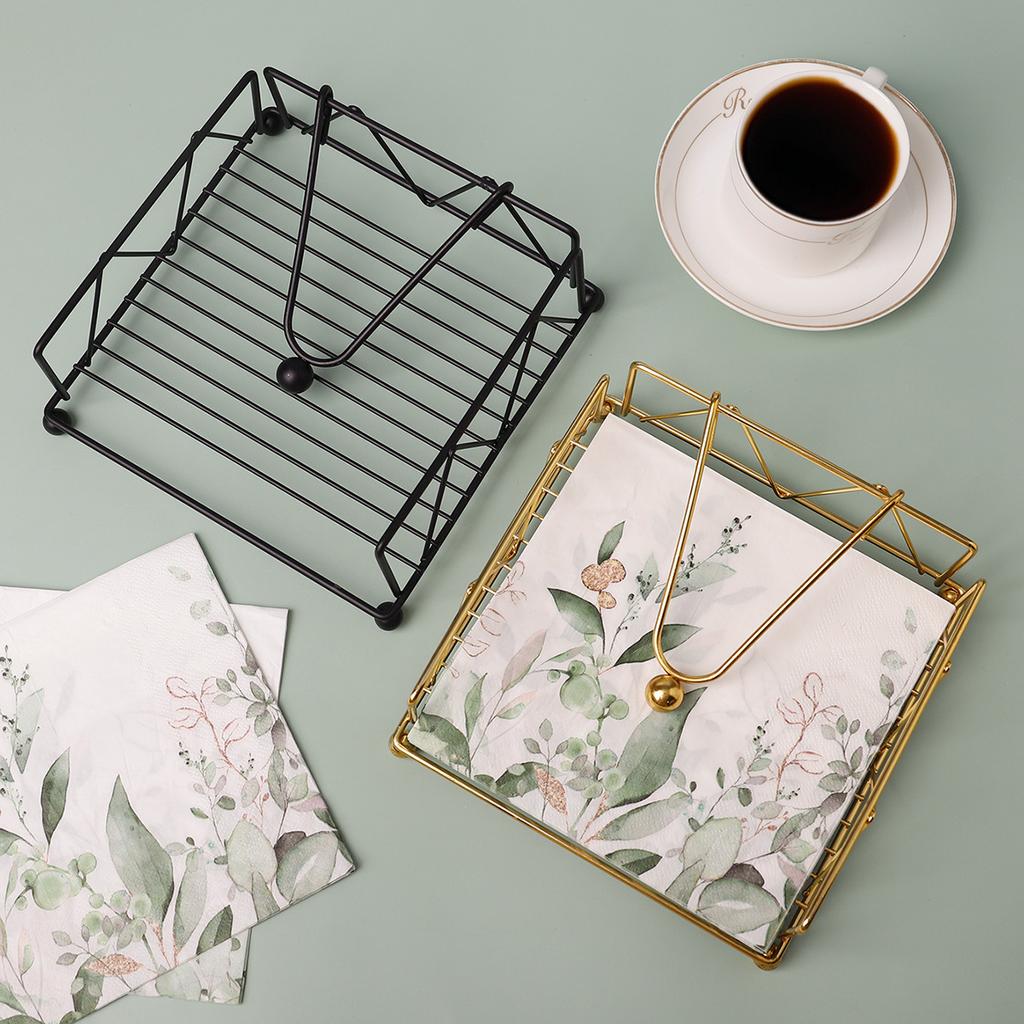 Iron Tissue Storage Holder Square Diamond Napkin Stand for Cafe Hotel Restaurant