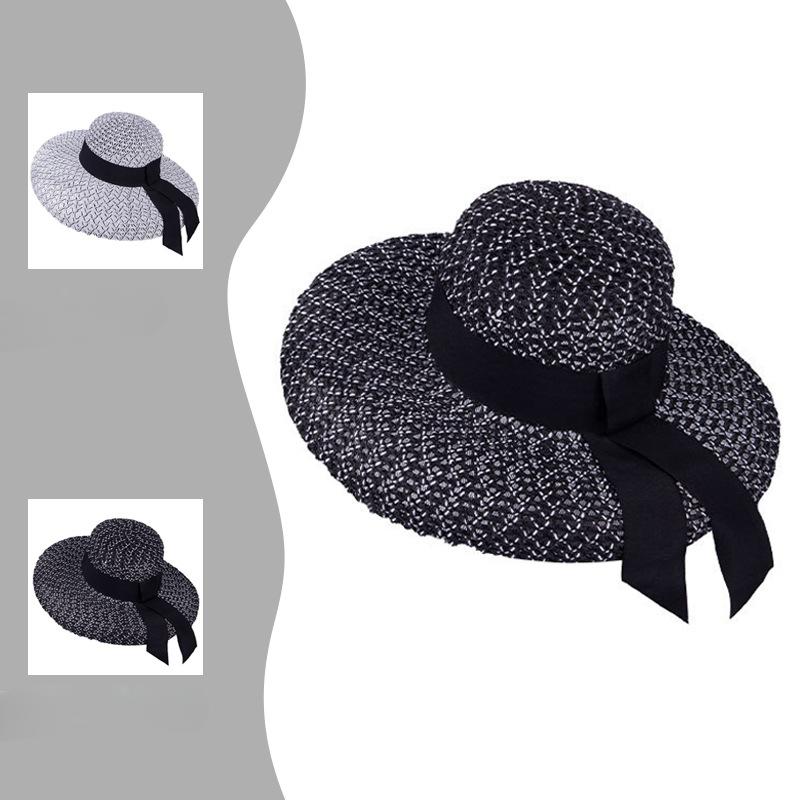 New Fashion Summer Women's Sun Protection Elegant Black Bow Accessories Versatile Casual Hat Sun Hat