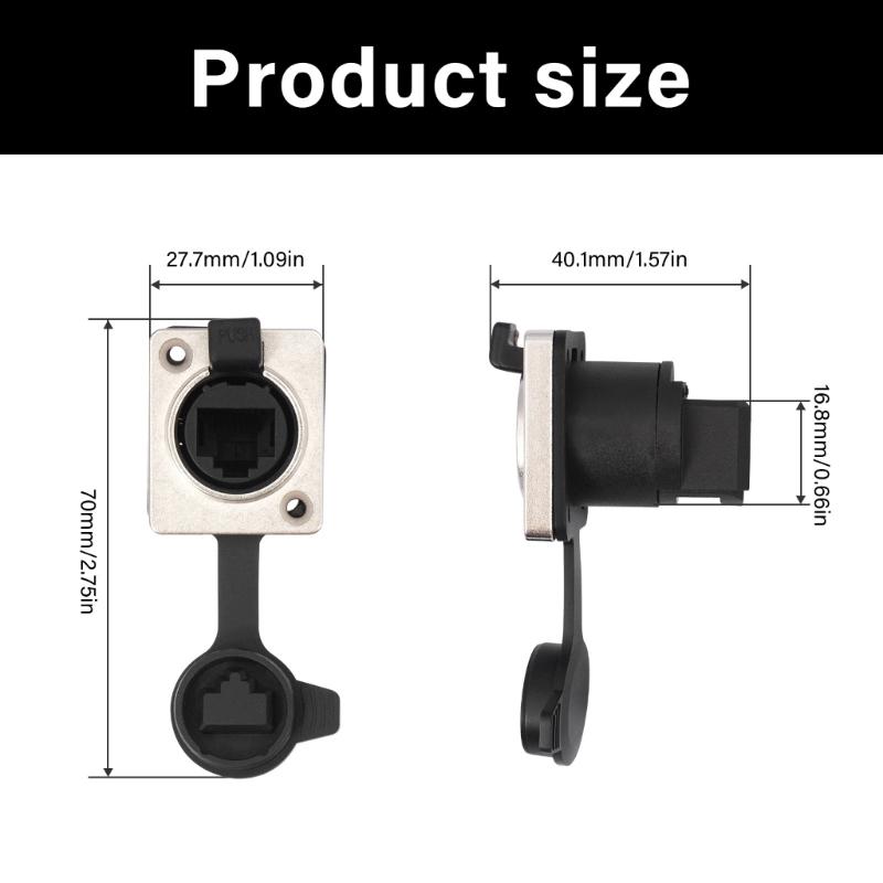 RJ45 Panel Mounted Coupler With Locking Interface 180/90 Degree Compatibles Cat5/Cat6 Cable ABS Metal