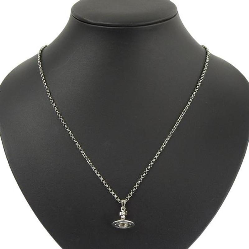 Vivienne Westwood New Petite Orb 3D Transparent Saturn Pendant Necklace Men necklace Silver 630203A1-02P296-CN
