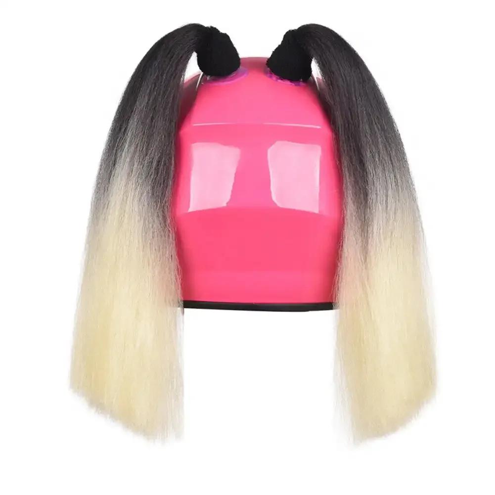 2Pcs Motorcycle Helmet Braids Wig Multicolor Loose Wig Ponytail Braid Motorbike Helmet Pigtails Decoration For Women Children