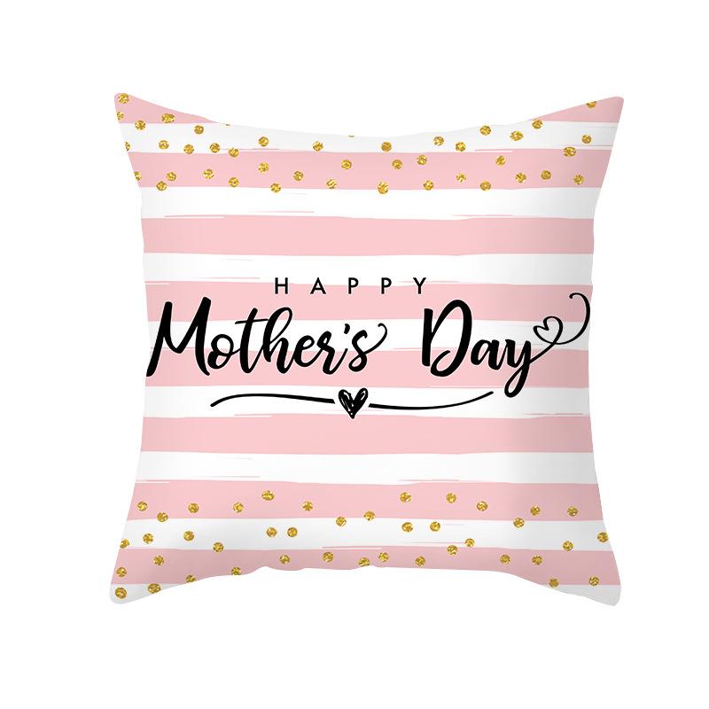 New Mother's Day Printed Pillow Cover Peach Skin Home Sofa Decoration Pillow Bedroom Cushion Pillow Cover