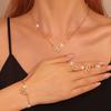 5-piece Fashionable and Elegant Gold Floral Decoration Zircon Earrings Necklace Bracelet Ring Combination