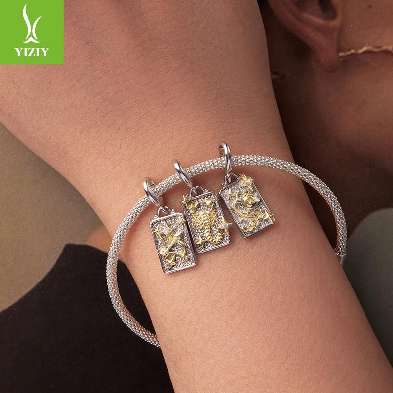 S925 Sterling Silver Twelve Constellations Pendant Jewelry Accessories Personalized Versatile Diy Beads