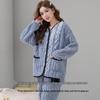2024 Spring & Autumn Coral Fleece Pajama Set: 3D Jacquard Flannel Long Sleeve Cardigan Homewear