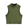 Women's American Retro Sleeveless Vest, Slim Fit, High-Waist, Navel-Baring, Elastic Crop Top