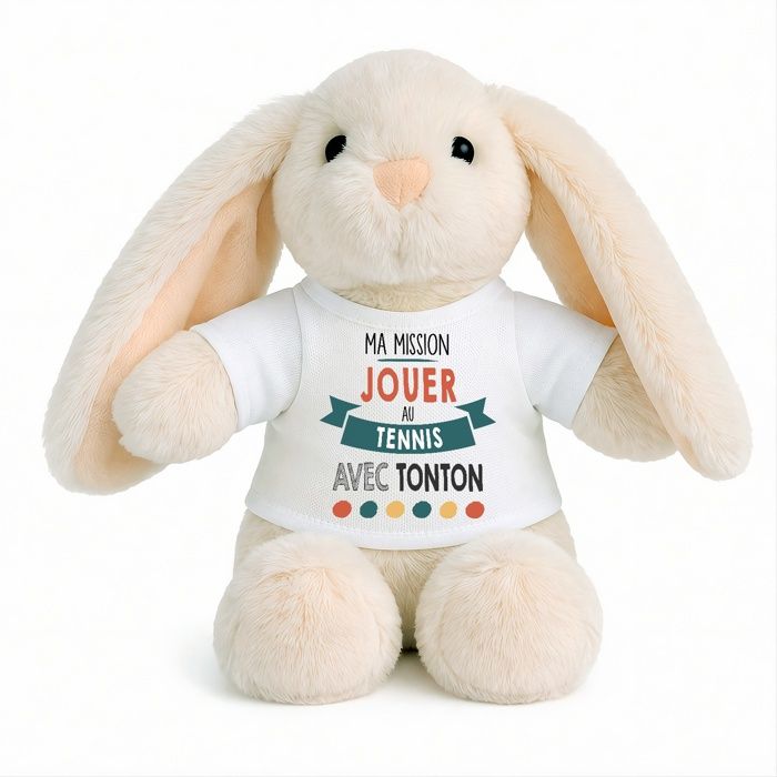 Planetee Peluche Lapin Bébé Doudou Ma Mission Tennis Avec Tonton cadeau naissance nouveau né fille garçon baby shower