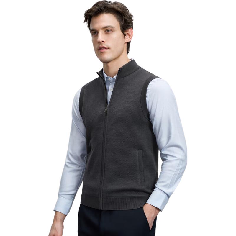 

Мужской кардиган без рукавов из смесовой шерсти EMZ со стойкой воротником 2XL