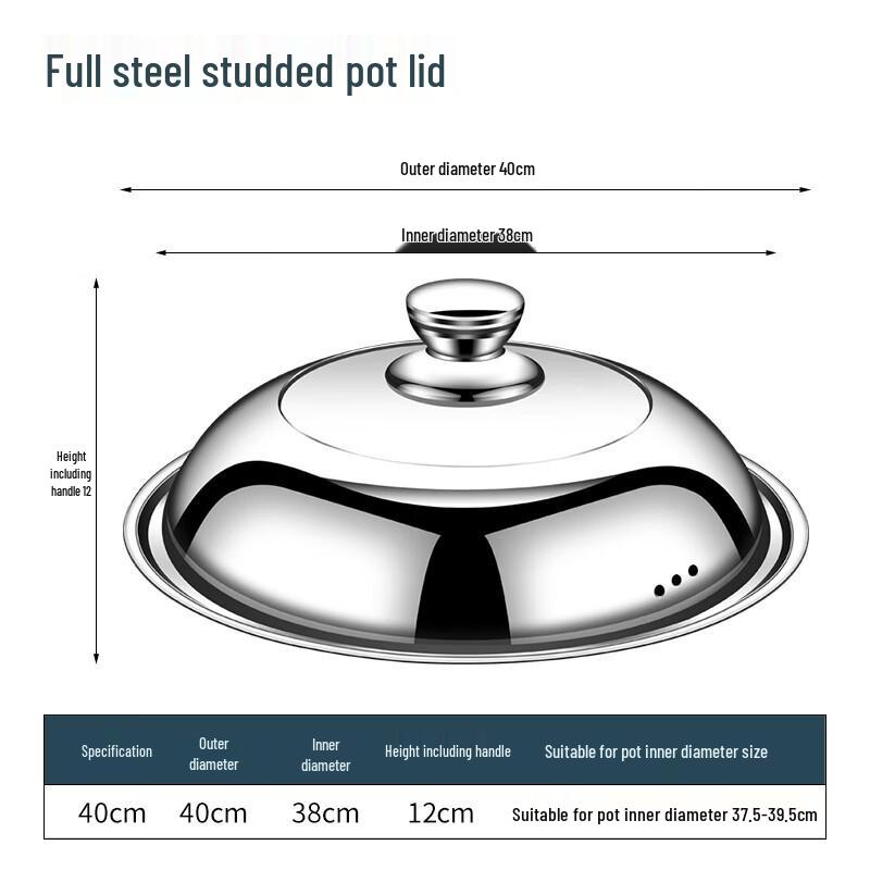 40cm High Arch Stainless Steel & Opaque Glass Pot Lid