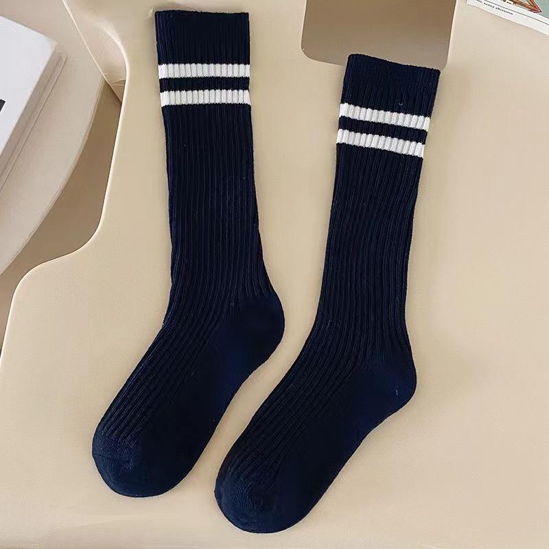 Autumn Warm Children Length Knee Socks Pure Cotton Black White Striped Boys Girls College Style Sports Socks For
