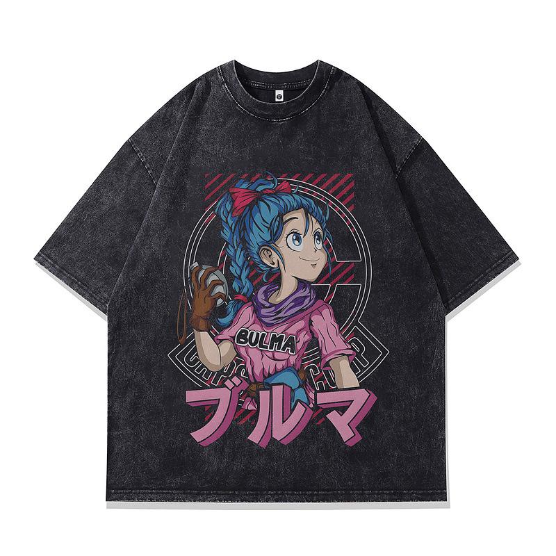 Tide Brand Two-Dimensional Dark Wind Printing Short-Sleeved T-Shirt For Men And Women Trend Washing Old Couples