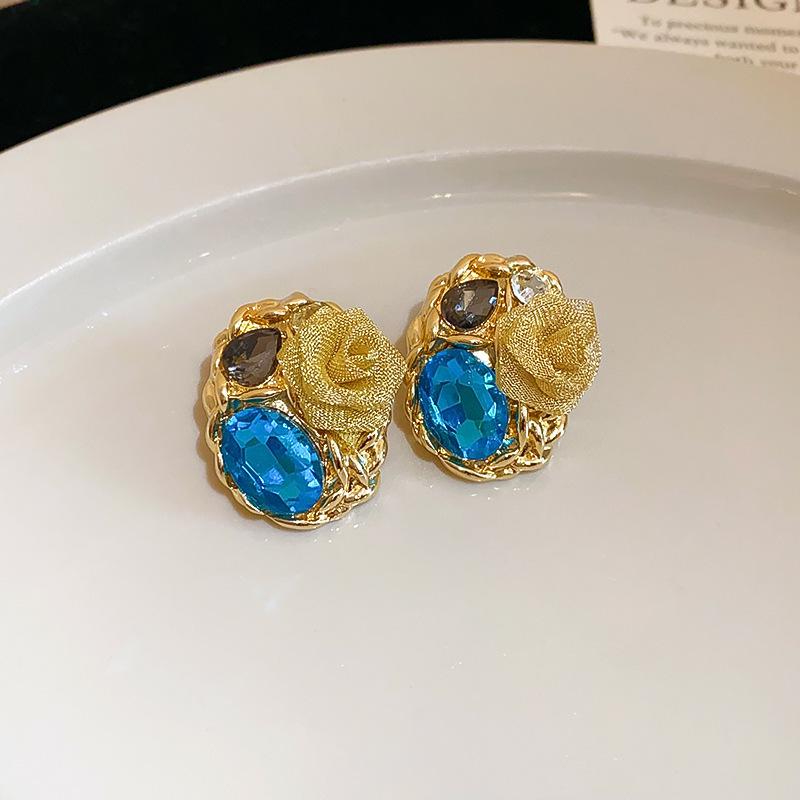 Vintage Silver Needle C-Shaped Diamond Pearl Stud Earrings - Elegant and Versatile Niche High-End Jewelry