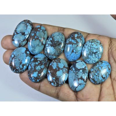 Colour Enhanced Magnesite Turquoise Oval Cabochon Loose Gemstone 10Pcs Lot C-2075