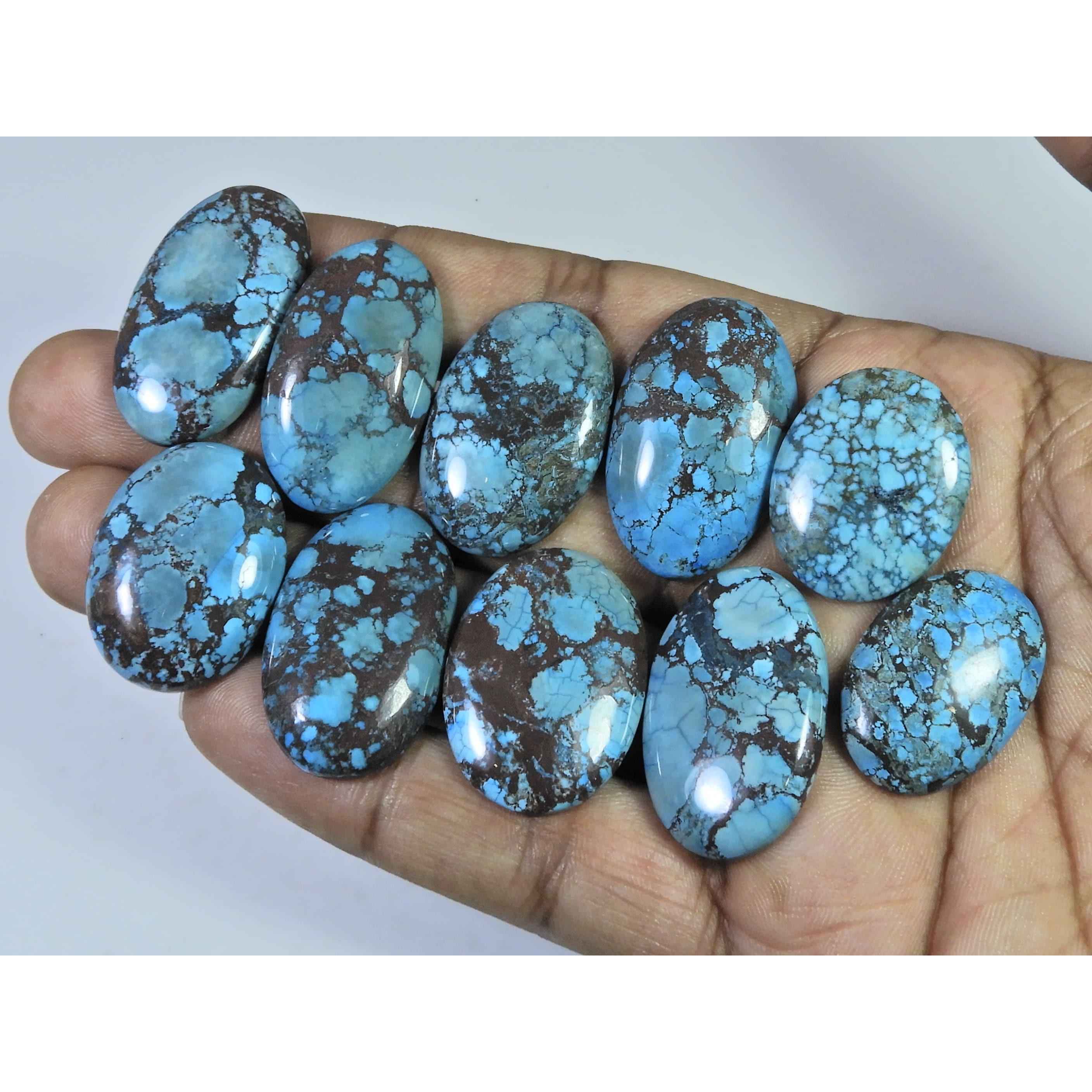 Colour Enhanced Magnesite Turquoise Oval Cabochon Loose Gemstone 10Pcs Lot C-2075