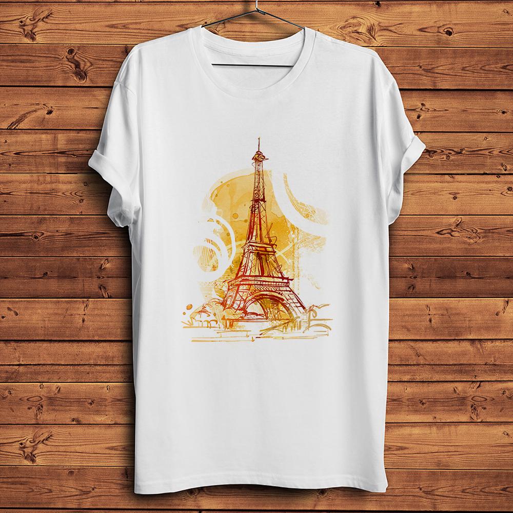 Watercolor Paris Eiffel Tower Funny Artistic TShirtShort Sleeve Casual T ShirtStreetwear Unisex TeeBreathable Nocrack Print S