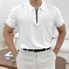 Summer Zipper POLO Shirt Lapel Sports Short Sleeve Solid Color Fitness Instructor Training Slim Quick Dry T-shirt Workwear Men
