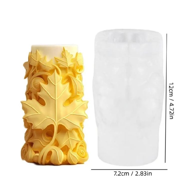Cylinder Candle Silicones Molds, Leaf Carved Candle SIlicones Molds