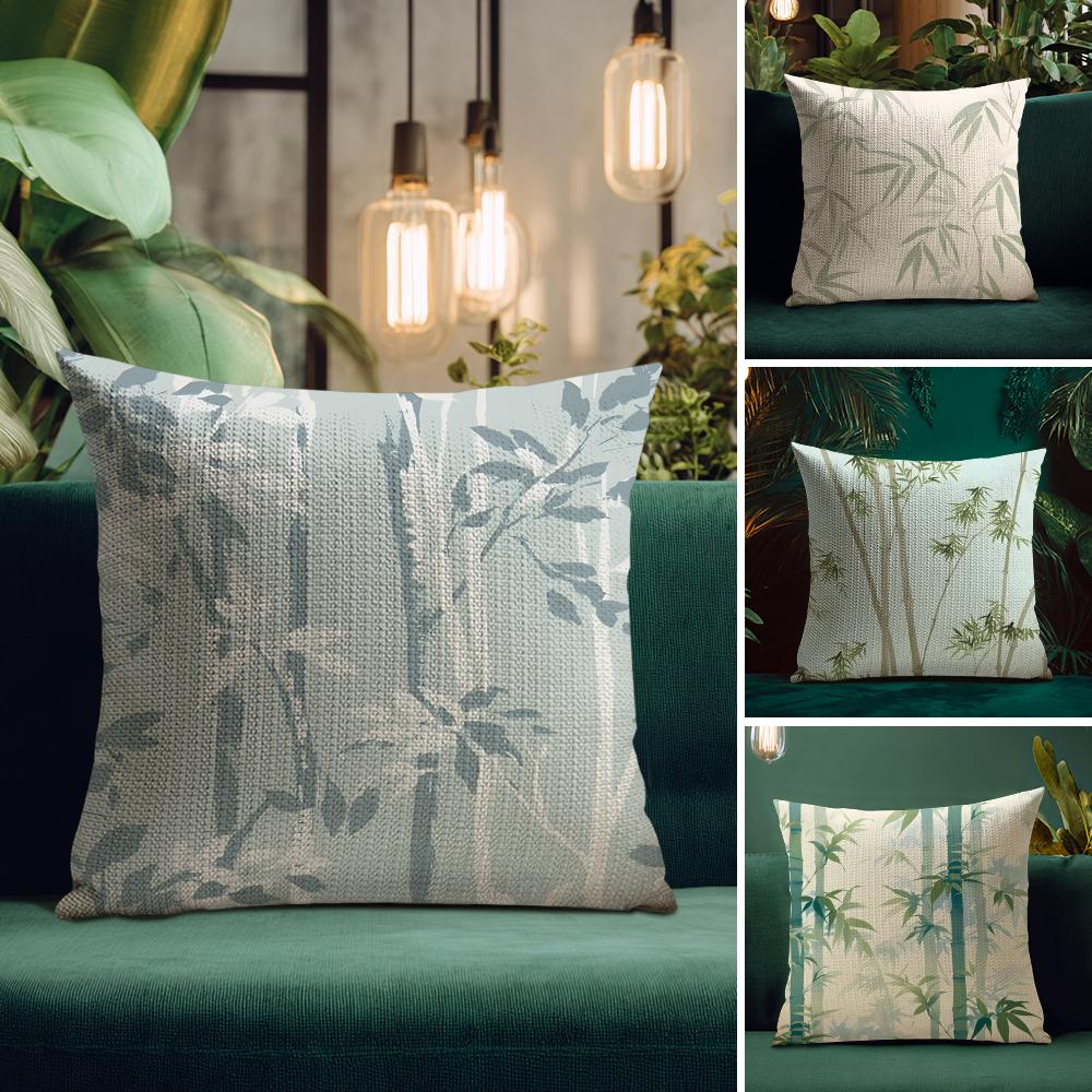 Bamboo Luxury Cushion Cover Natural Linen Pillow Case Double-Sided Print Decorative Sofa Pillowcase Home Decor Gift
