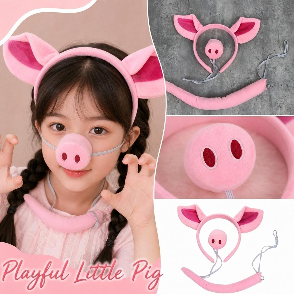 Costume Accessories Set Ears Headband Nose and Tail 3-Piece