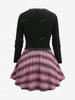 Rosegal Plus Size Cinched Ruched Striped Knitted Cami Top and Rivet Lace Trim Ribbed Textured Crop Sweater (Adjustable Shoulder Strap)