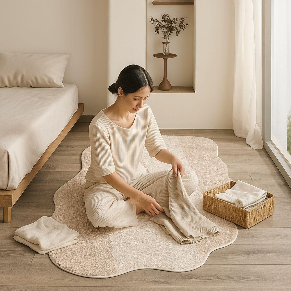 Minimalist Bedroom Rug Cream Style Area Rugs Coffee Table Pad Irregular Carpet  Hotel