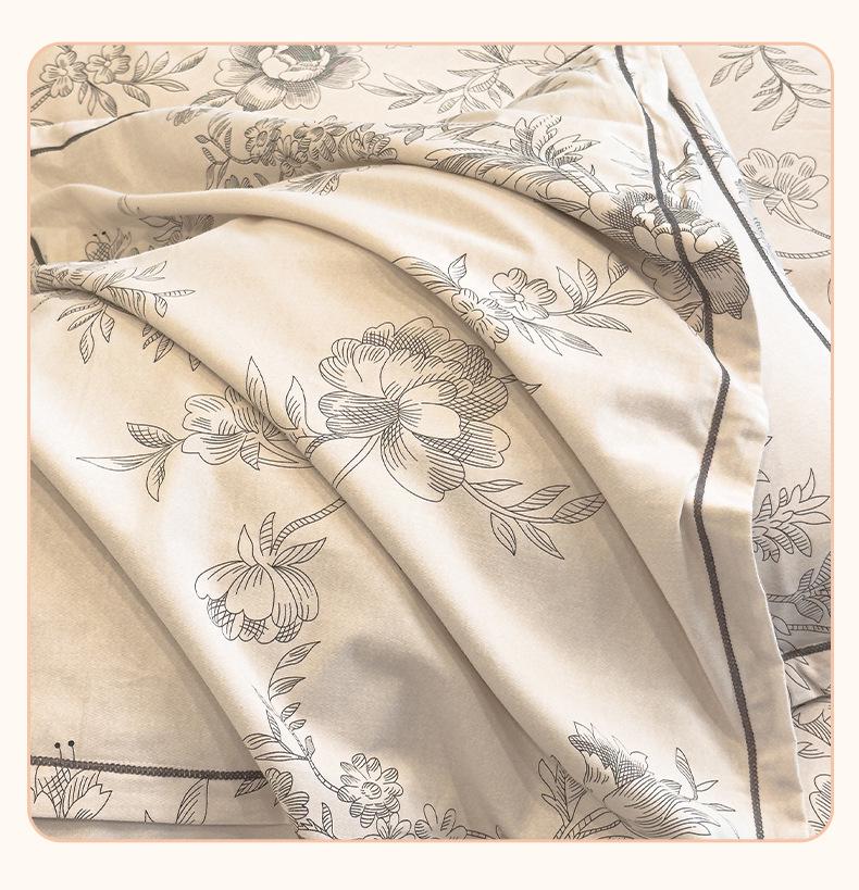 Thickened All-Cotton 4-Piece Floral Duvet Cover & Bed Sheet Set for Autumn/Winter