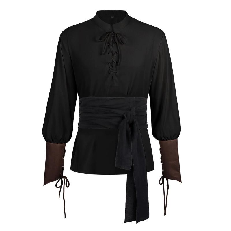 Renaissance Middle Ages Steampunk Cosplay Costume Pirate Shirt Halloween Party
