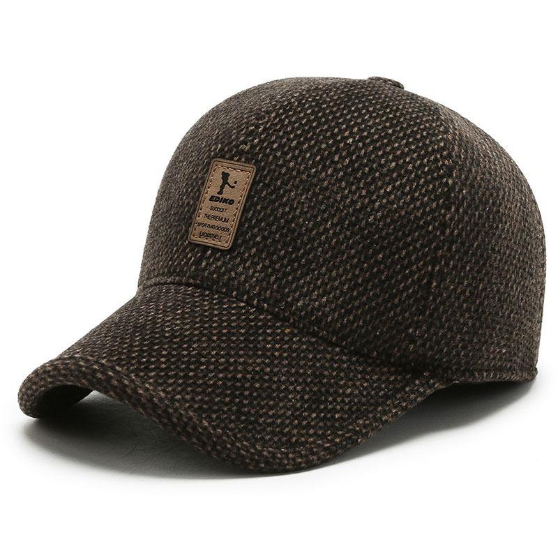 Casual Baseball Cap Winter Men's Dad Grandpa Outdoor Windproof Ear Protector Cap Fleece Thick Cotton Cap