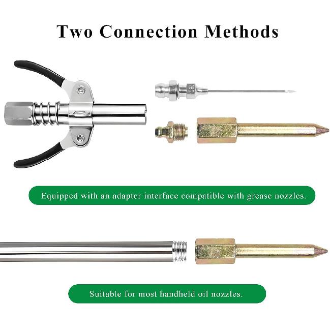 5 PCS Grease Gun Needle Tips, Grease Gun Accessory Kit Includes 1 Straight & Bent Nozzle, 3 Needle Tips, Grease Injector Fitting Tool for Ball Joints
