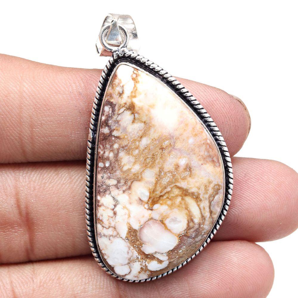Pendant Wild Horse Jasper Gemstone Handmade Silver Jewelry 2.25"