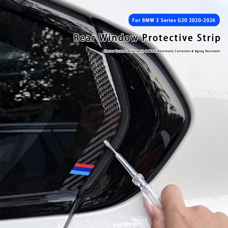 AAAPA1 2PCS Real Carbon Fiber Car Rear Window Protective Strip Cover Sticker Auto Accessories For BMW 3 Series G20 2020-2026