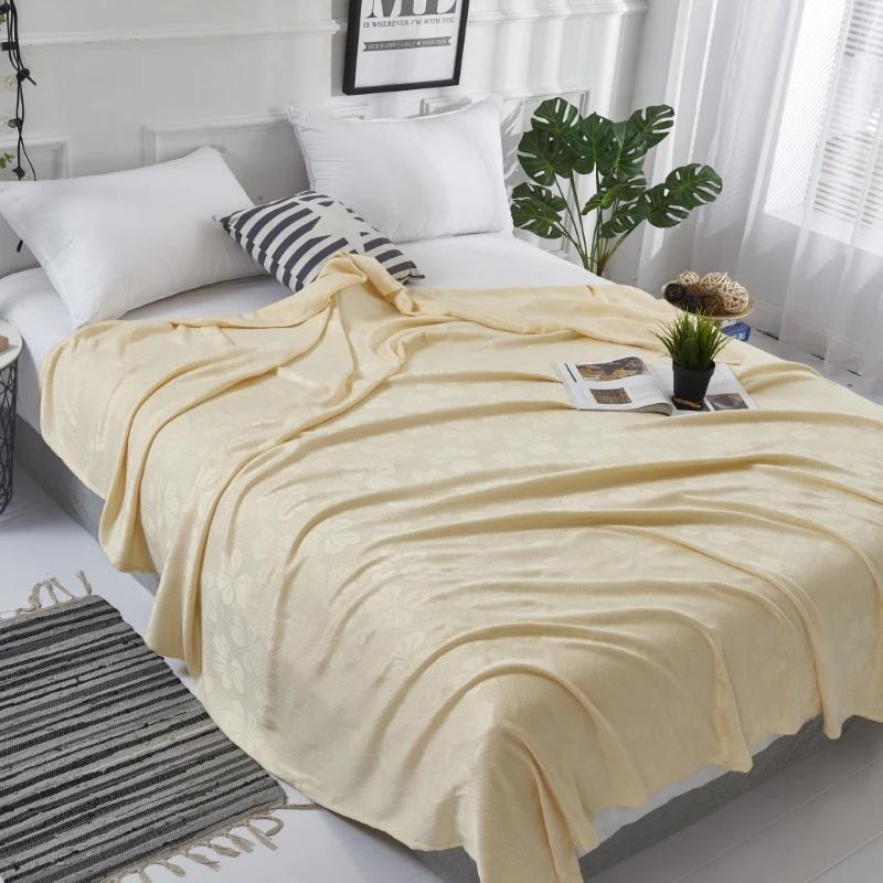 100% Bamboo Fiber Summer Blanket Pure Natural Plant Soft Skin-friendly Summer Duvet Breathable Jacquard Cooling Blanket Quilt