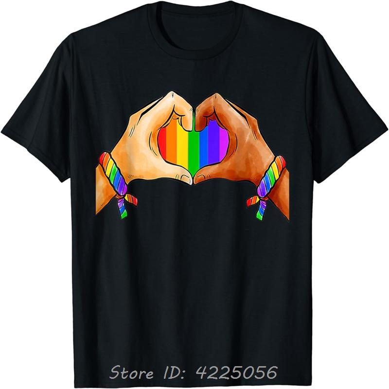Graphic Tshirt Fashion T-shirt Gay Pride Clothing LGBT Rainbow Flag Heart LGBT Pride Month Unisex O-Neck Tshirt Men's Clothing