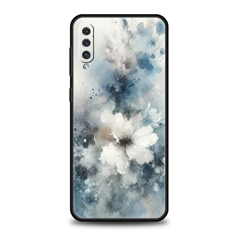Phone Case For Samsung A56 A36 A26 A24 A12 A14 A16 A50 A70 A20E A10S A22 A40 A34 A54 A42 A52 5G A04s A06 Cover Ink Wash Flower